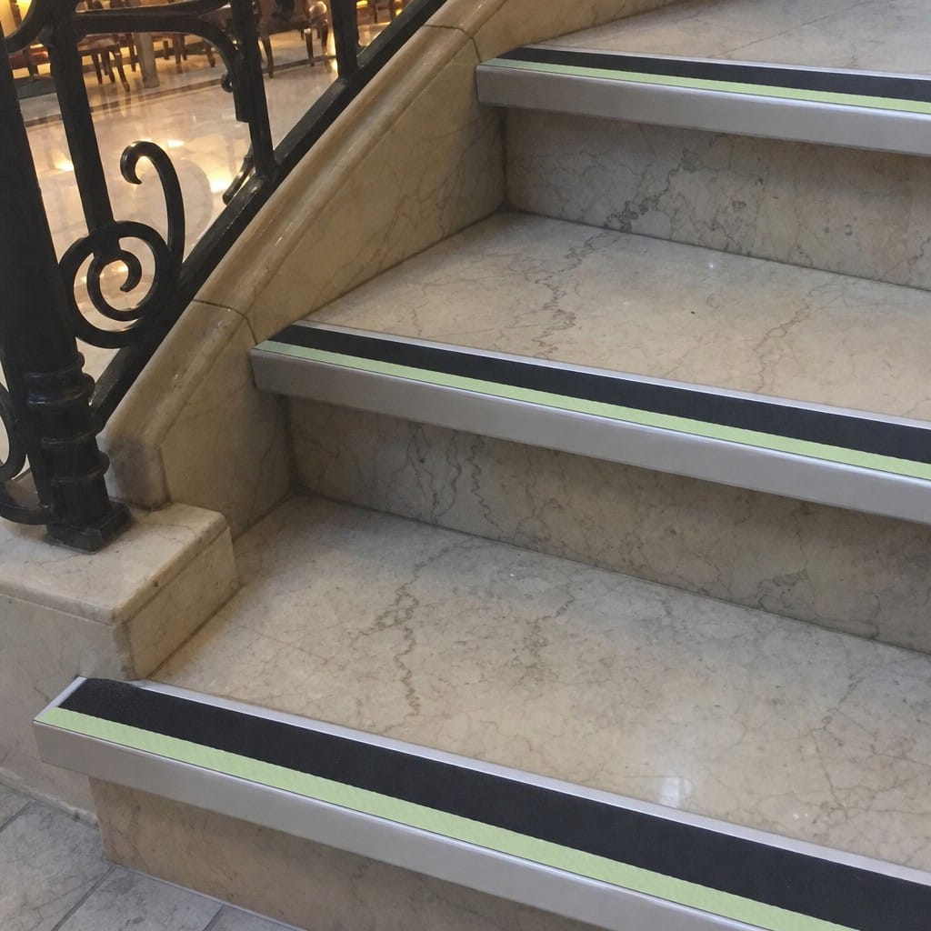 Customer photo review of Aluminium Stair Nosing 72x55mm Wide Tread Anti Slip Glow Edge