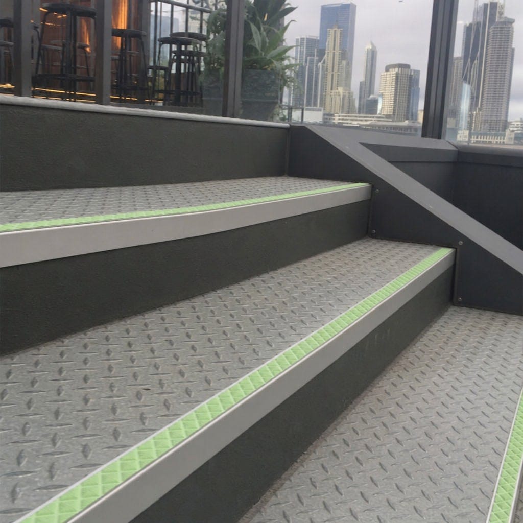 Customer photo review of Aluminium Stair Nosing 56x55mm Outdoor Deep Riser Glow Edge