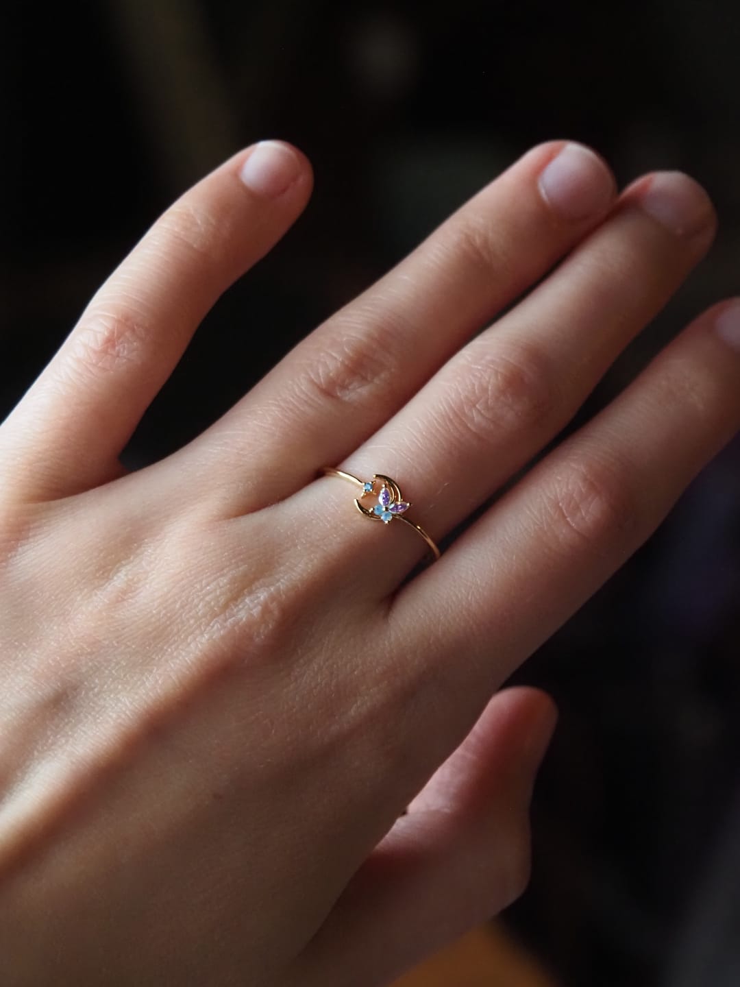 Customer photo review of Elsie Crescent Butterfly Ring