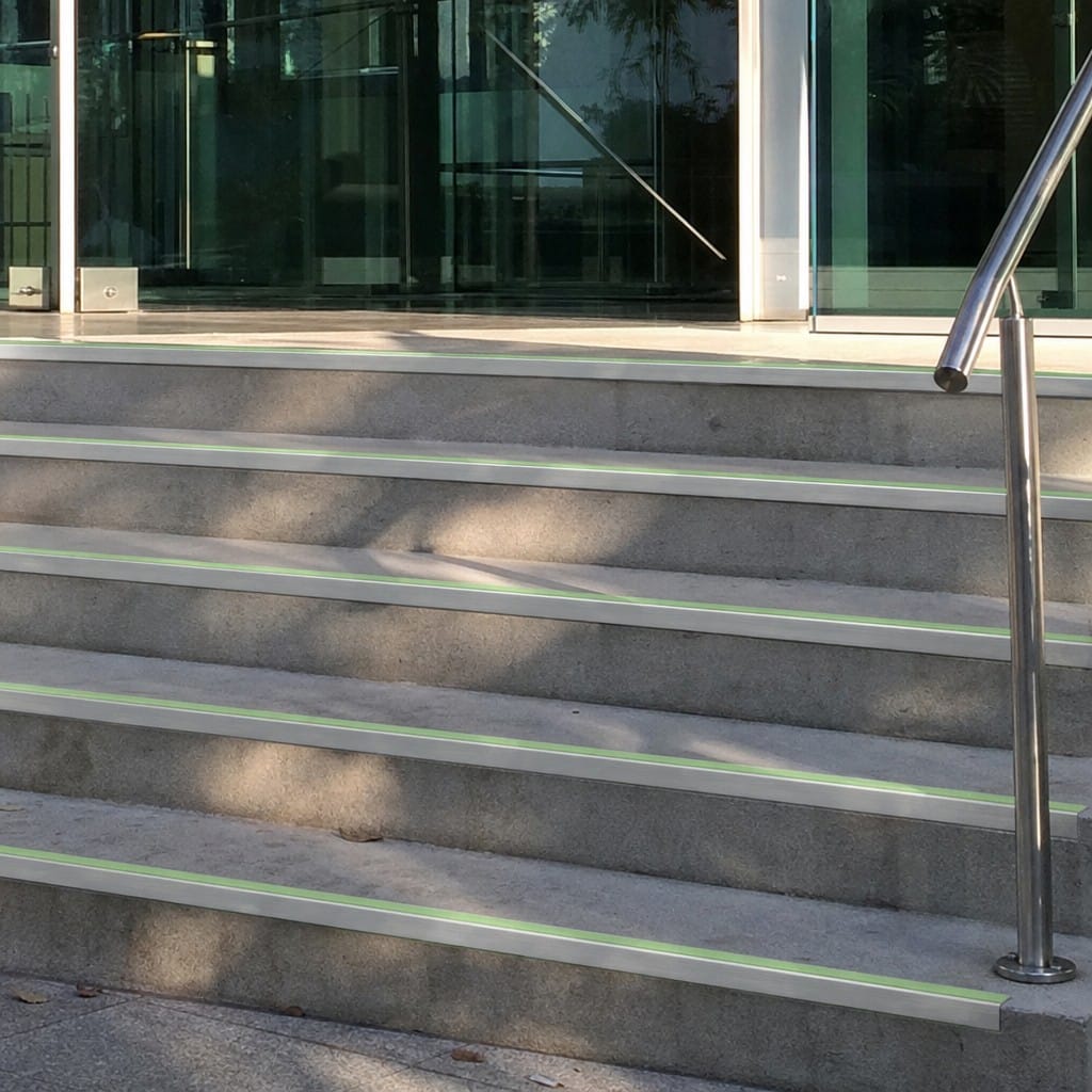 Customer photo review of Aluminium Stair Nosing 69x40mm Outdoor Grade Ramped Glow Edge