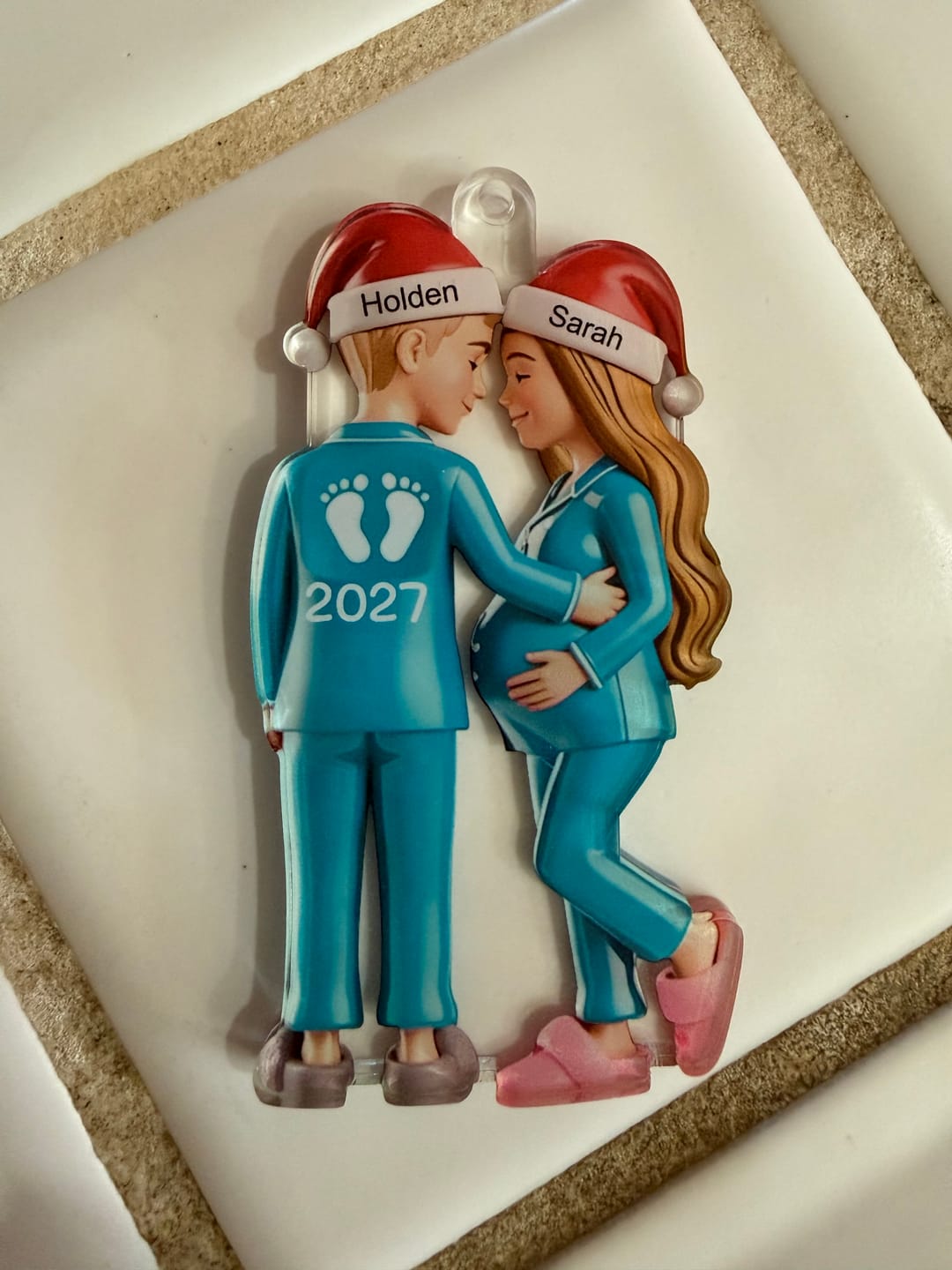 Customer photo review of Custom Baby Bump Christmas Keepsake Ornament, 2026 Future Baby Ornament, Pregnancy Reveal Gift for Expecting Couple