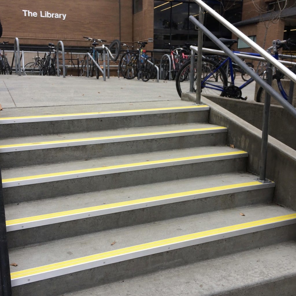 Customer photo review of Raked Double Channel Stair Nosing 90x32mm Aluminium, 1m & 2m