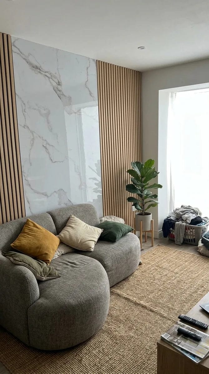 Customer photo review of Panneau PVC - Effet Marbre Blanc - 250 x 120 cm – 100% Imperméable - 15 ans Garantie