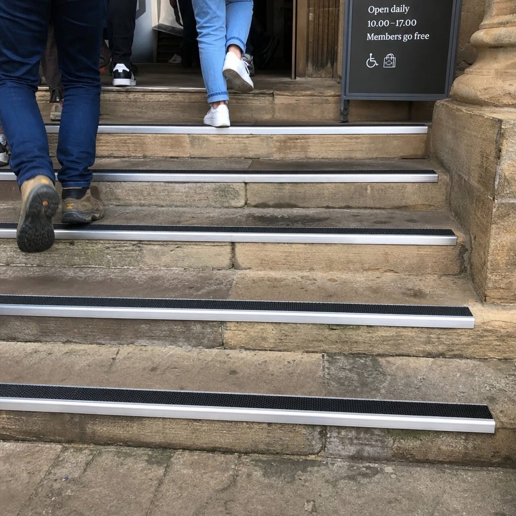 Customer photo review of Screw Fit Aluminium Anti-Slip Stair Nosing 63mm x 32mm for Indoor & Outdoor Use