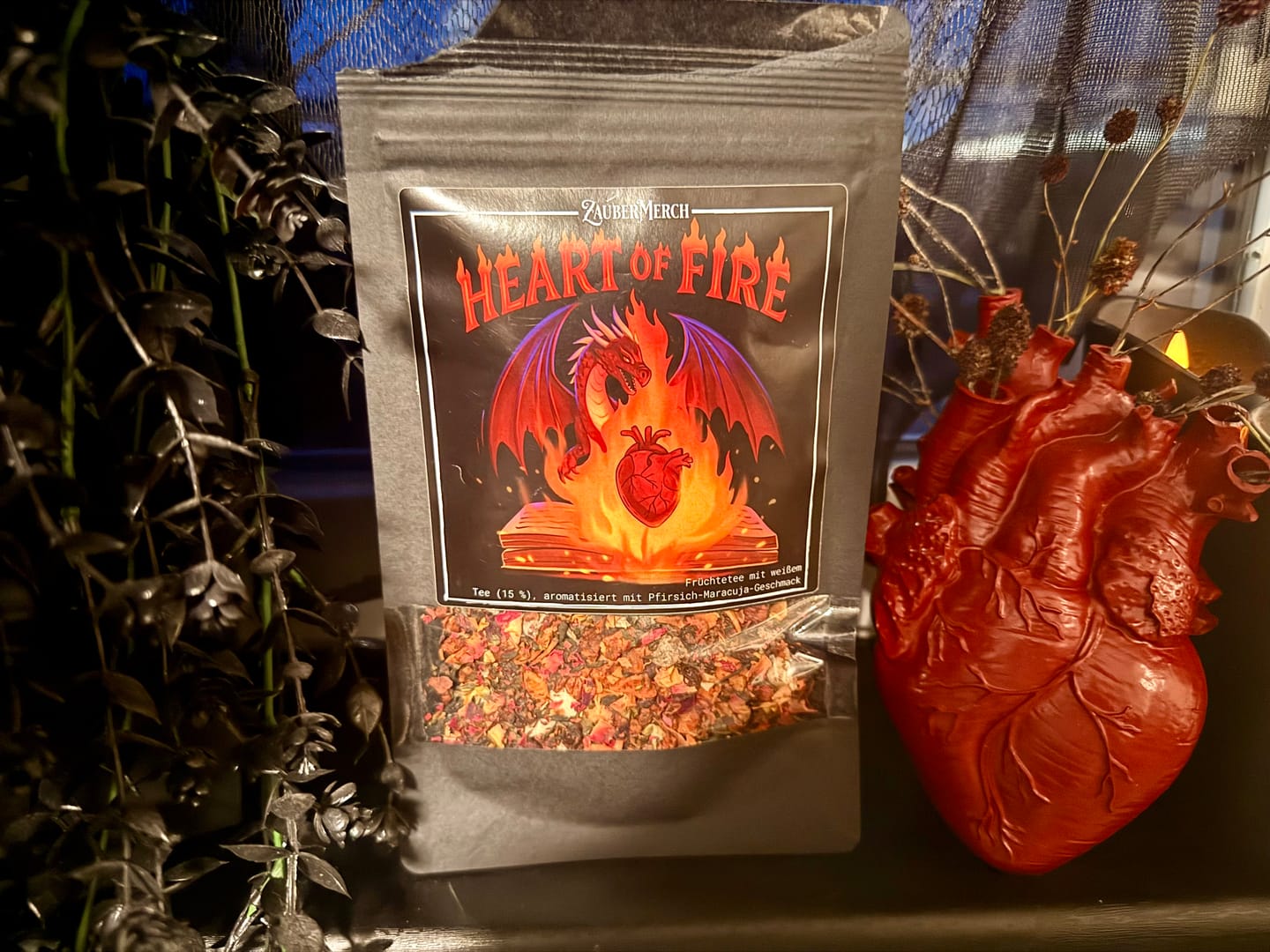 Customer photo review of Heart of Fire – Drachen Tee Pfirsich-Maracuja | Limitierter Booklover Tee