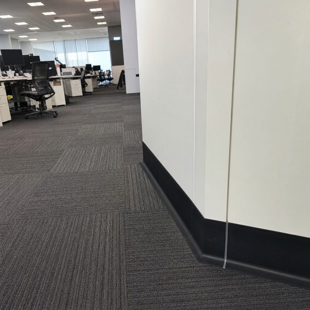 Customer photo review of Flexible PVC Sit-On Skirting Board 100mm x 20mm | 15m Length | Commercial
