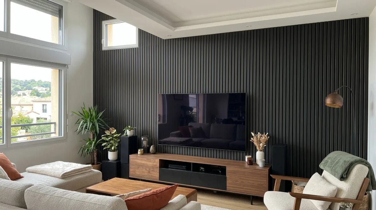 Customer photo review of Panneaux Acoustiques Noir Mat – 240x60 – 11 mm – Lot de 4