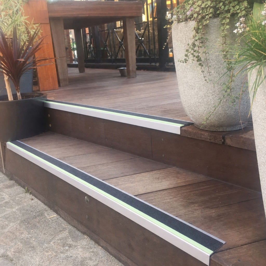 Customer photo review of Aluminium Stair Nosing 66x32mm Outdoor Grade Ramped Glow Edge