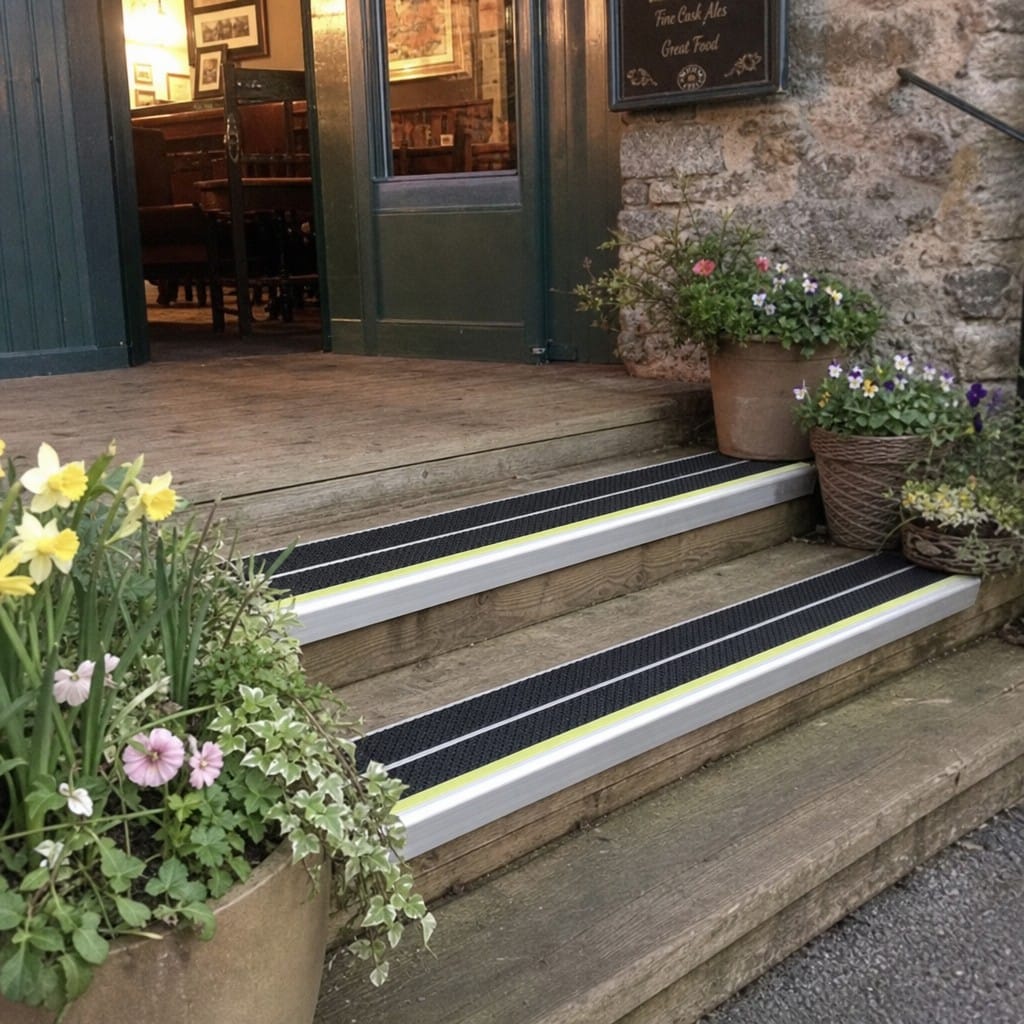 Customer photo review of Aluminium Stair Nosing 91x32mm Outdoor Anti Slip Tredsafe Insert
