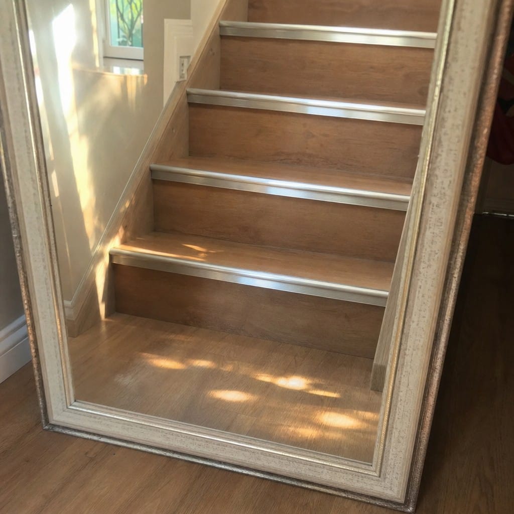 Customer photo review of Aluminium Stair Nosing 40 x 26mm Anodised Bullnose Edge for 3mm LVT