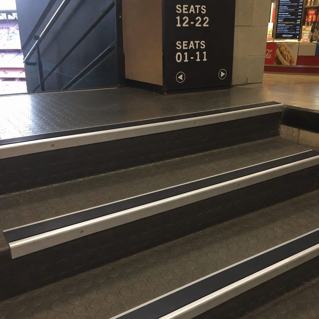 Customer photo review of Aluminium Stair Nosing 56x33mm Straight Edge Commercial, 4 Lengths