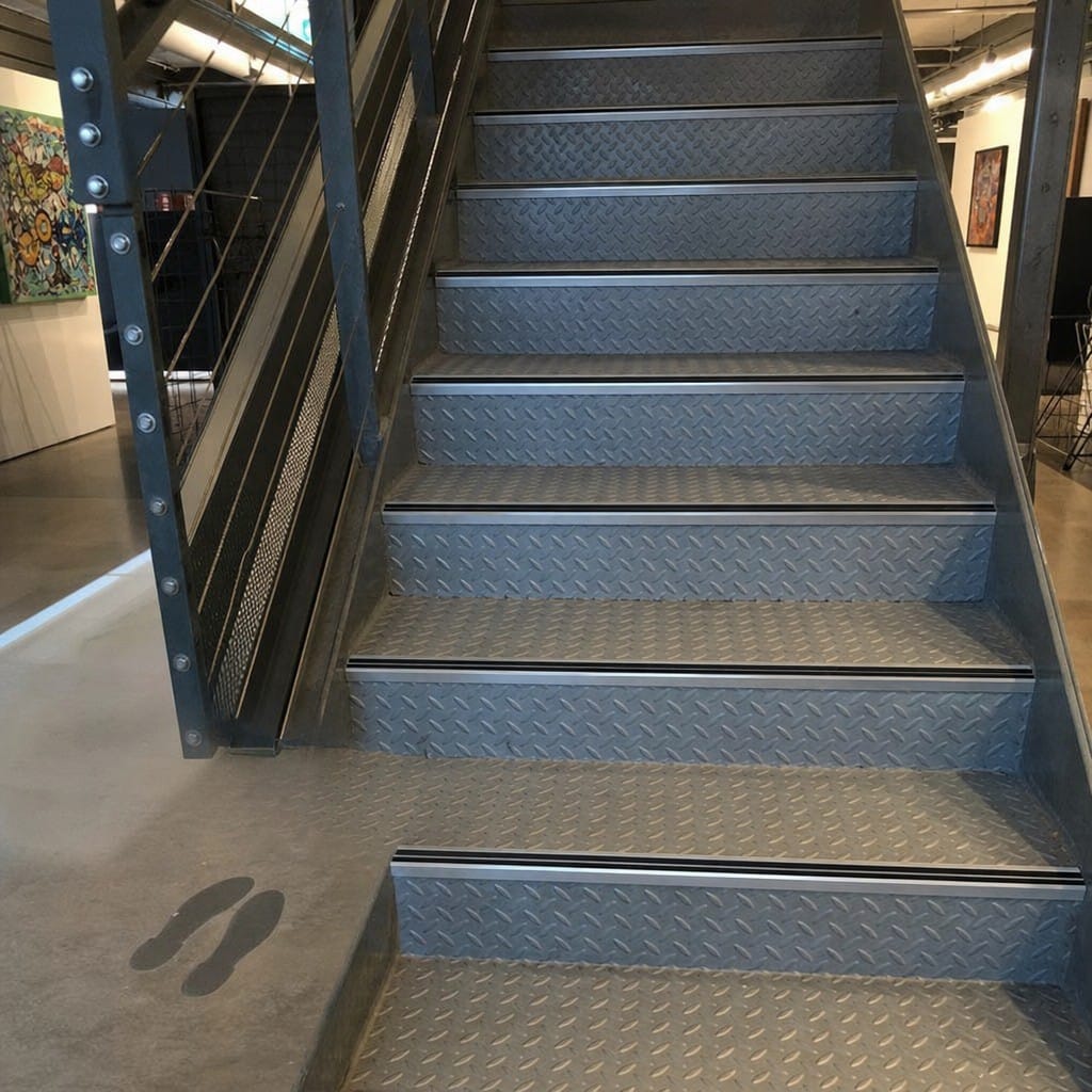 Customer photo review of Anti-Slip Aluminium Stair Nosing with Rubber Inserts for Safety