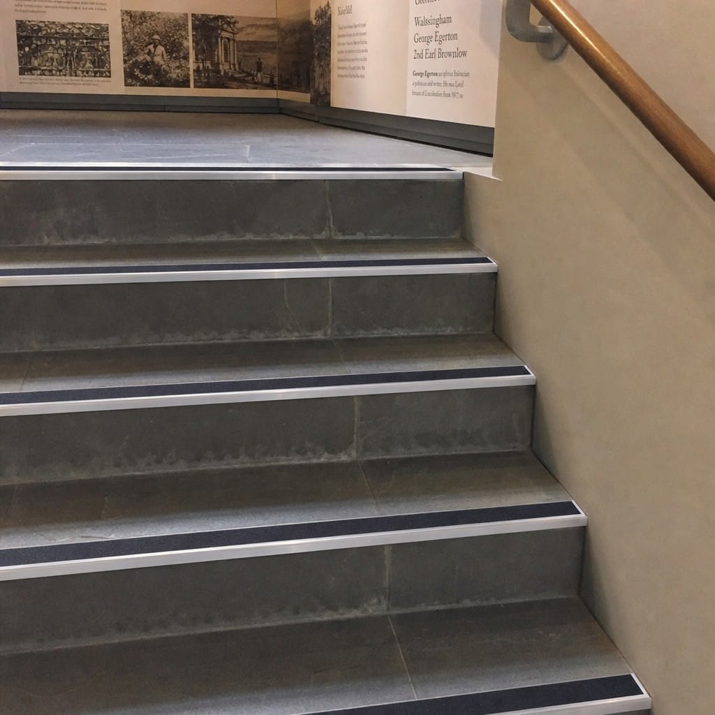 Customer photo review of Brushed Stainless Steel Anti-Slip Stair Nosing R10 R11 | Tiled & Stone Stairs | 30mm & 55mm