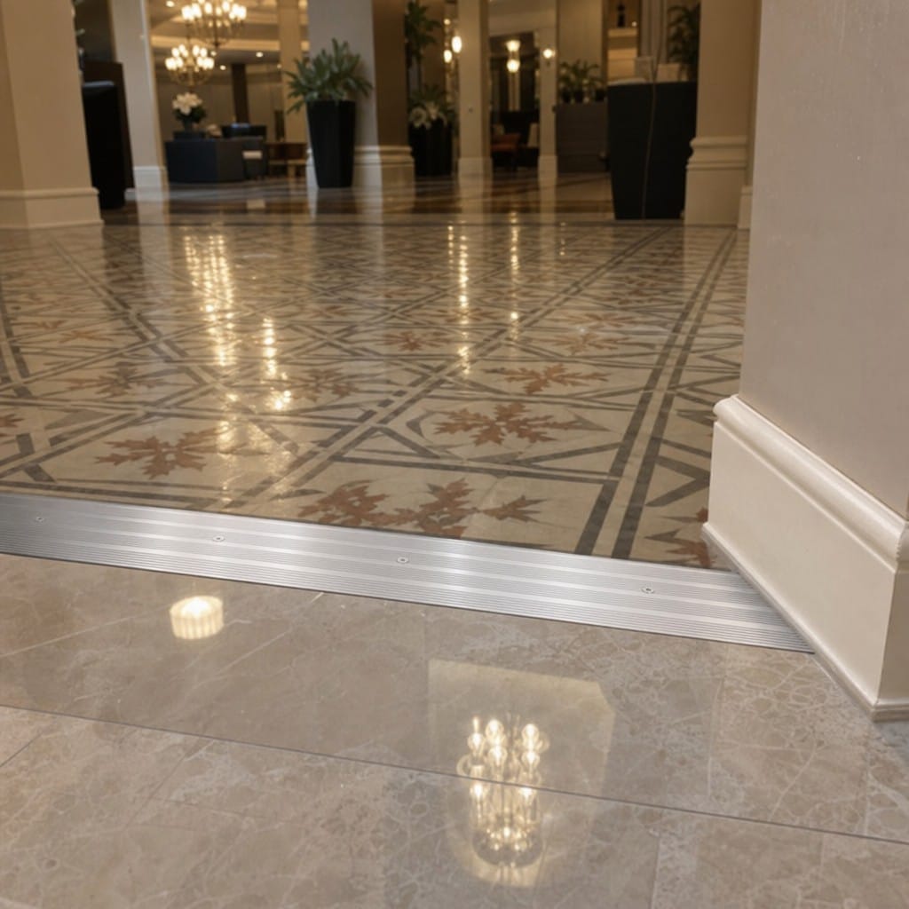 Customer photo review of Screw Fit Aluminium Cover Strip 60mm Wide for Floor Transitions