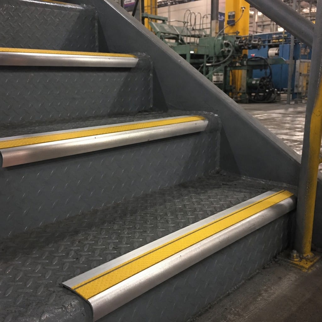 Customer photo review of Anti Slip Stair Nosing 91x35mm Aluminium Double Anti-Slip Insert