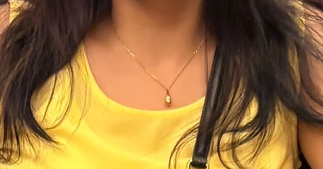 Customer photo review of Thin Drop Necklace