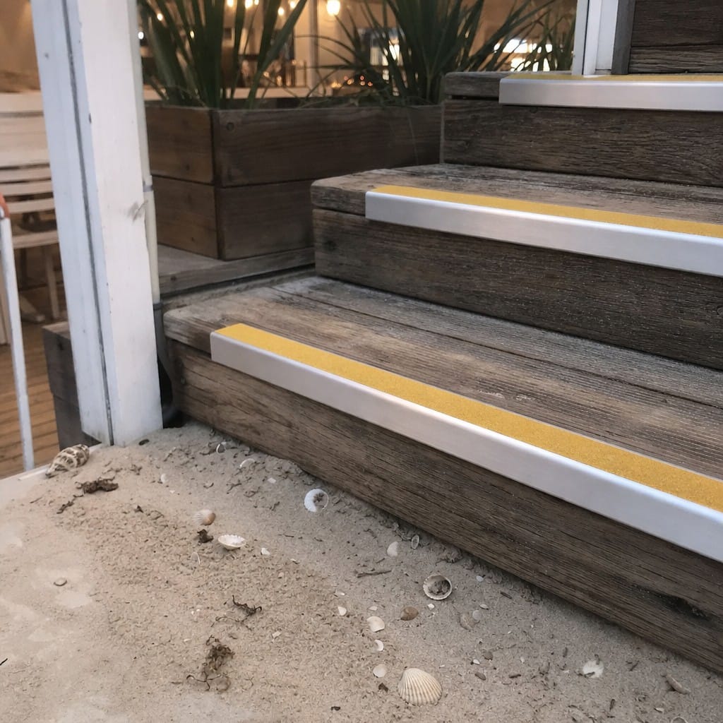 Customer photo review of External Grade Aluminium Stair Nosing 68x33mm Silicone Carbide