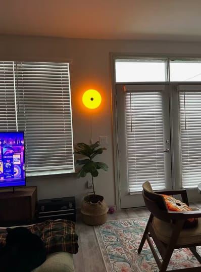 Customer photo review of Bauhaus Style Glass Donut Table Lamp