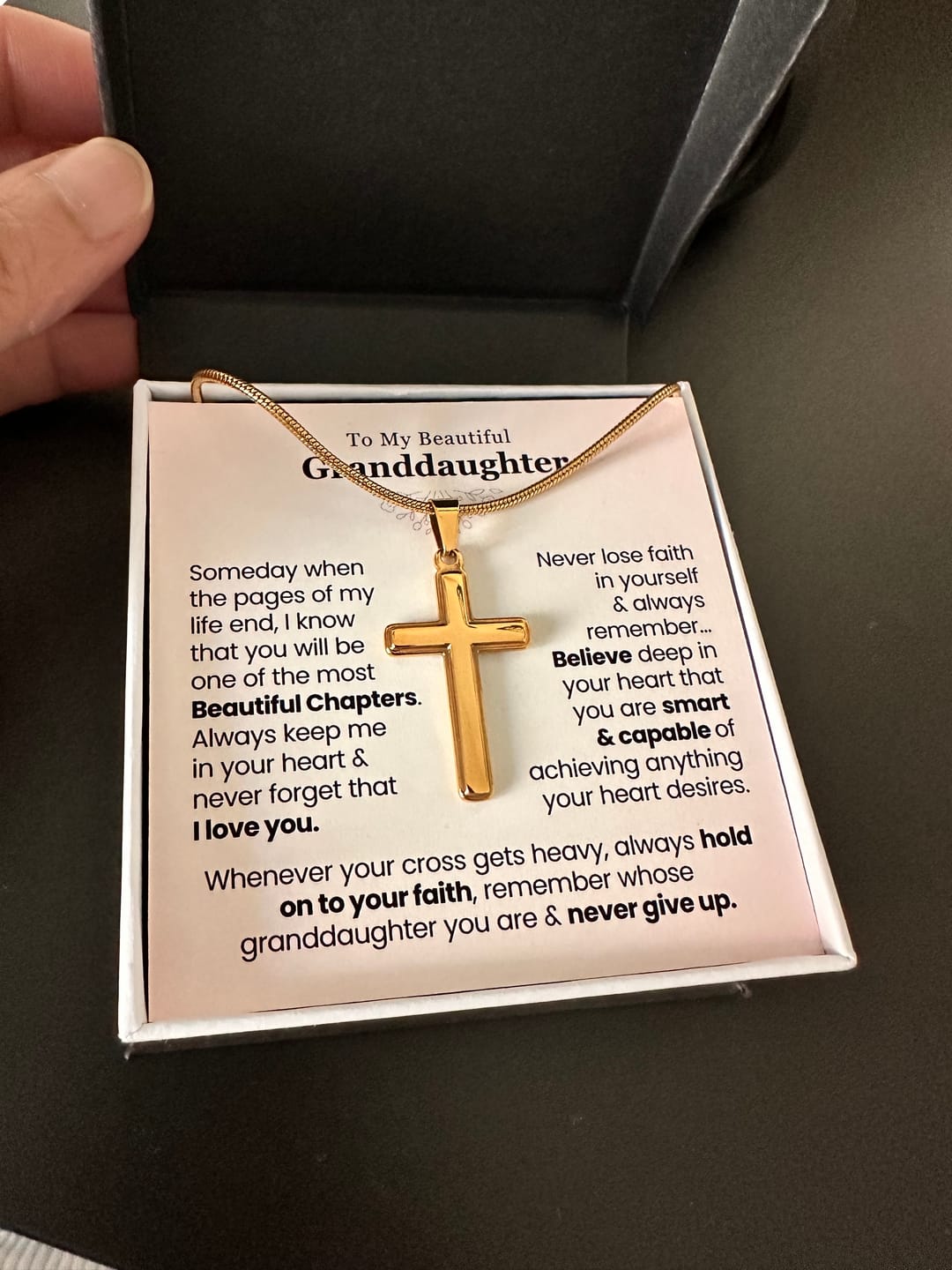 Customer photo review of To My Granddaughter - Cross Necklace (GD117)