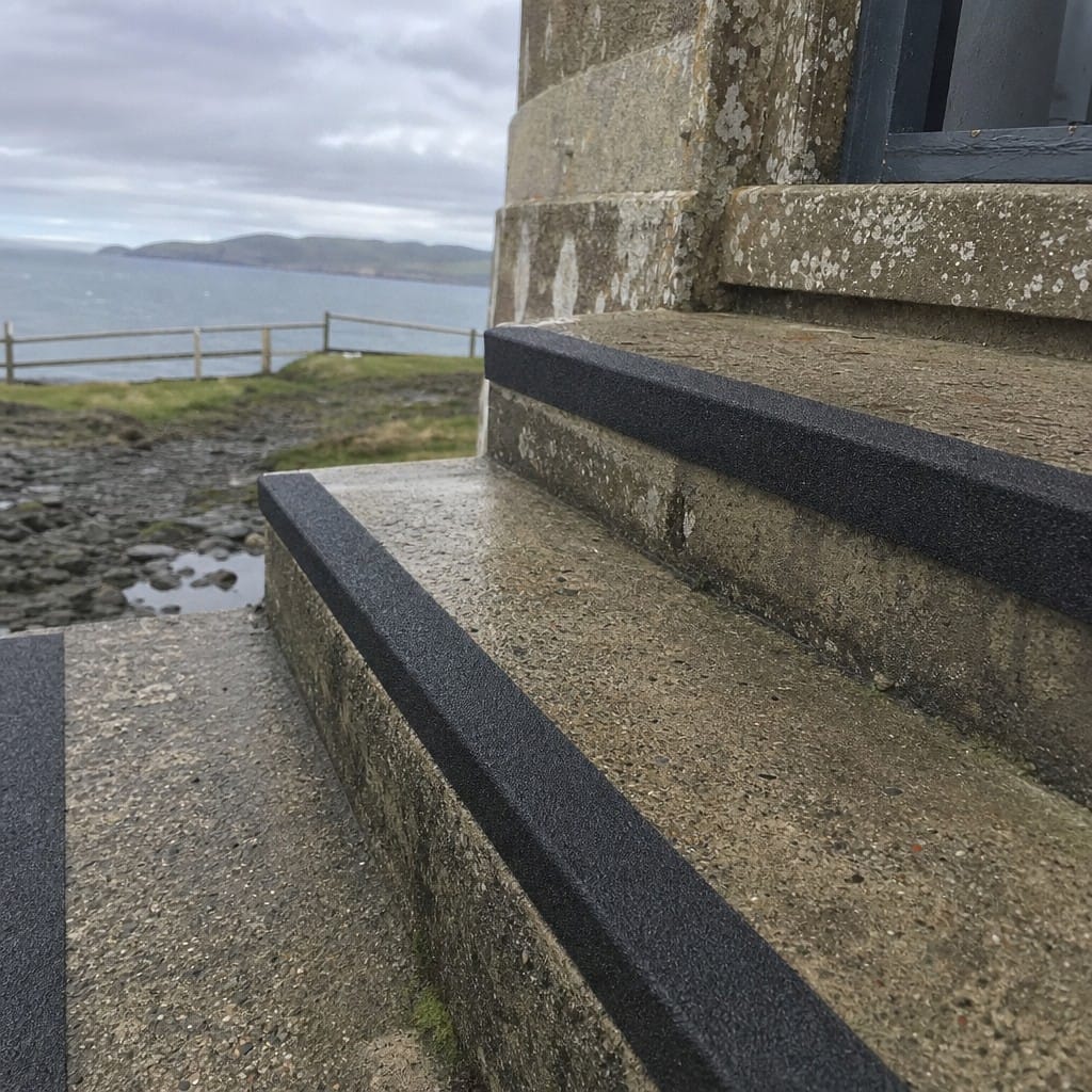 Customer photo review of GRP Anti-Slip Stair Nosing 55×55mm | Black | 3mm | 10+ Year Life