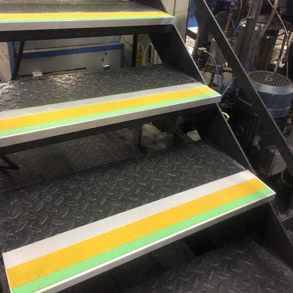 Customer photo review of Aluminium Stair Nosing 67x55mm External Rake Back, Coarse Grit Insert