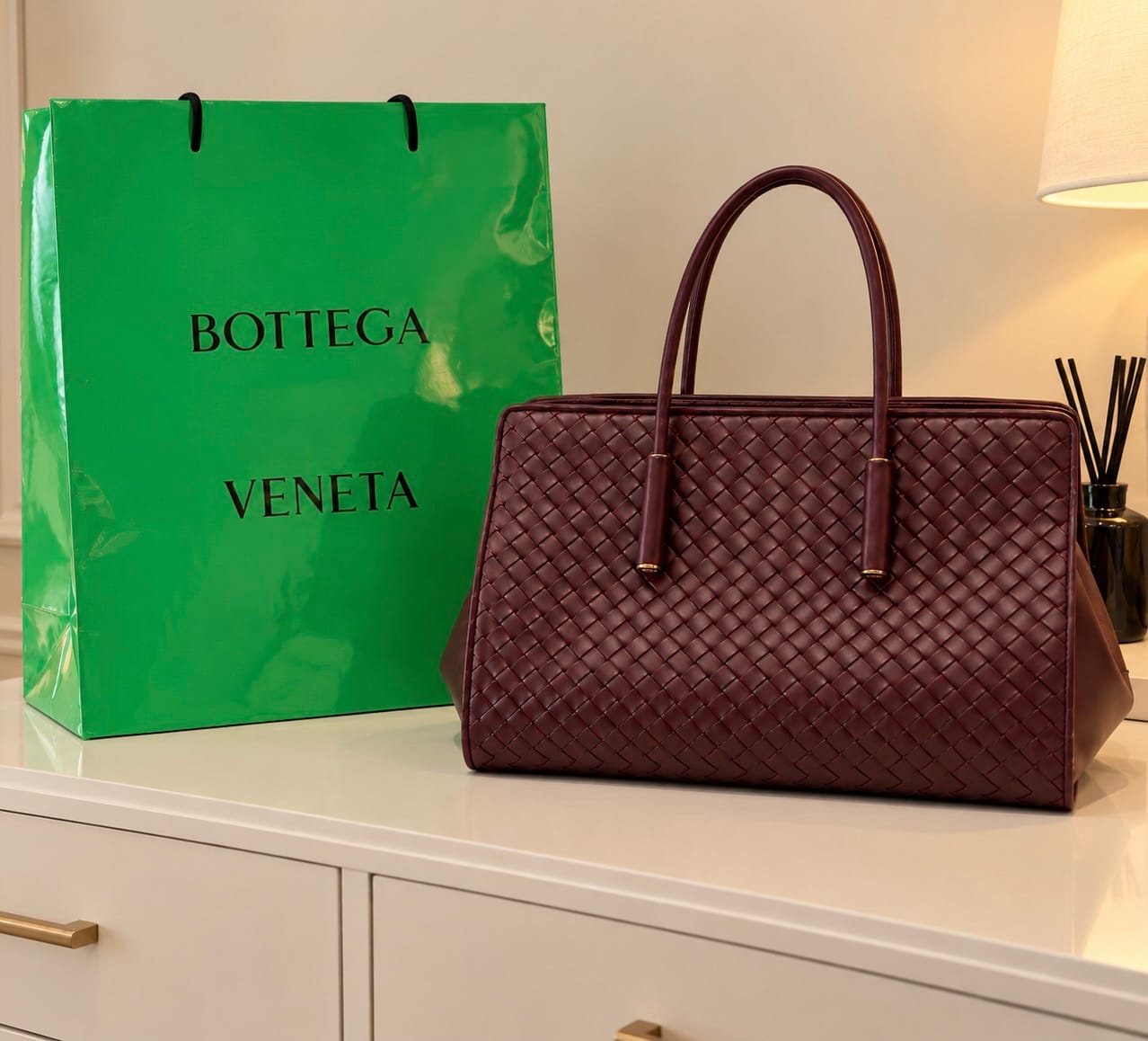 Customer photo review of Bottega Veneta Barbara Intrecciato leather tote bag