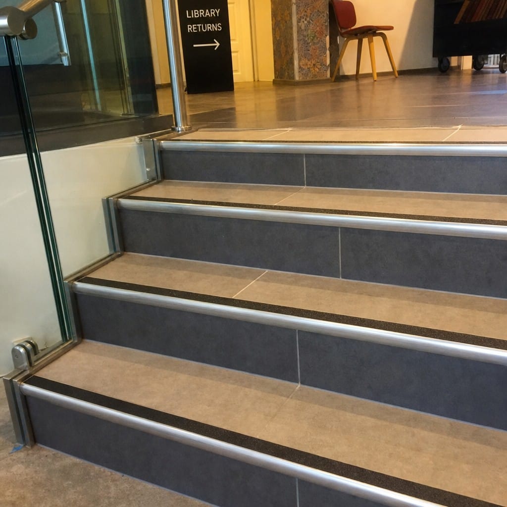 Customer photo review of Retro-Fit Stainless Steel Anti-Slip Stair Nosing R11 | No Tile Removal | 4 Colours | 34mm & 59mm