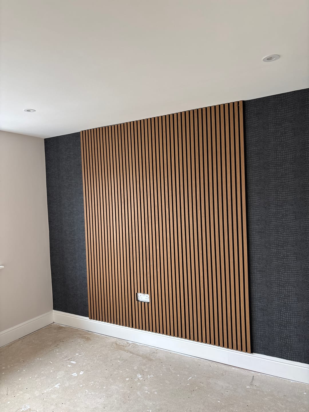 Customer photo review of SlatWall Acoustic Dark Oak Slatted Wall Panel