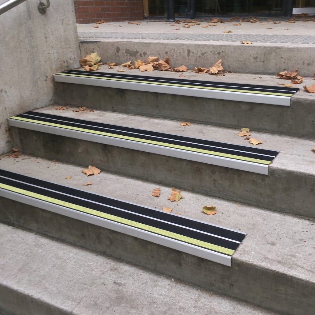 Customer photo review of Aluminium Stair Nosing 91x32mm Double Insert Anti Slip Glow Edge