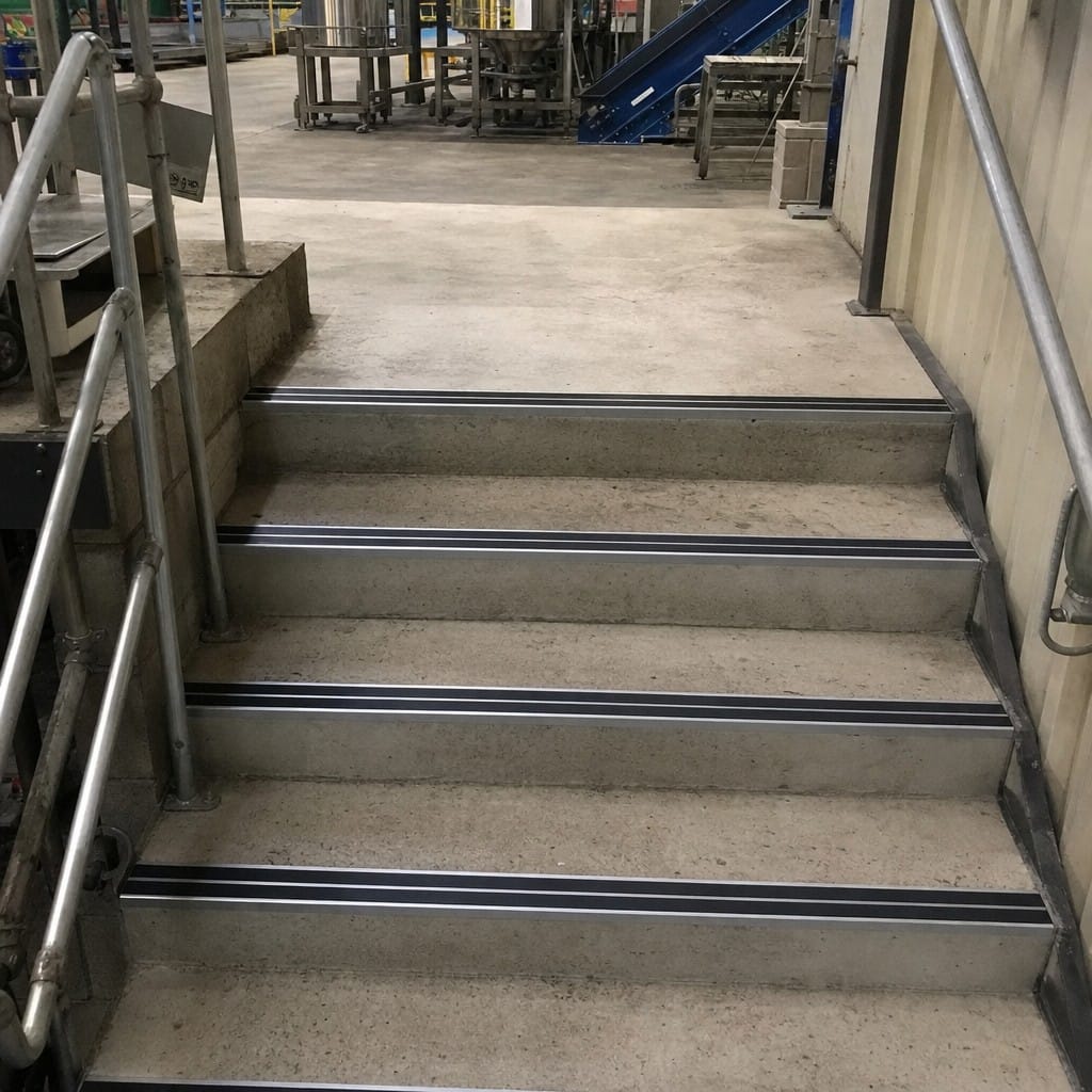 Customer photo review of Aluminium Stair Nosing 88x32mm Square Edge Twin Anti Slip Insert