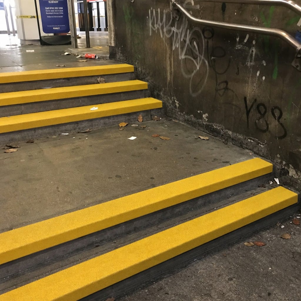 Customer photo review of GRP Anti-Slip Stair Tread Covers 4mm Heavy Duty | Yellow | DDA Compliant | 6 Lengths