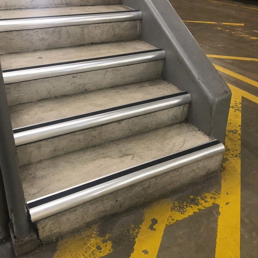 Customer photo review of Aluminium Stair Nosing 2.44m Bullnose 57mm Single
