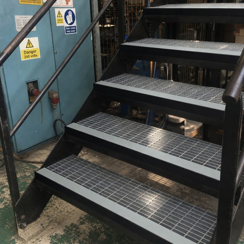 Customer photo review of Square Aluminium Stair Nosing 2.44m 50mm Riser PVC Insert