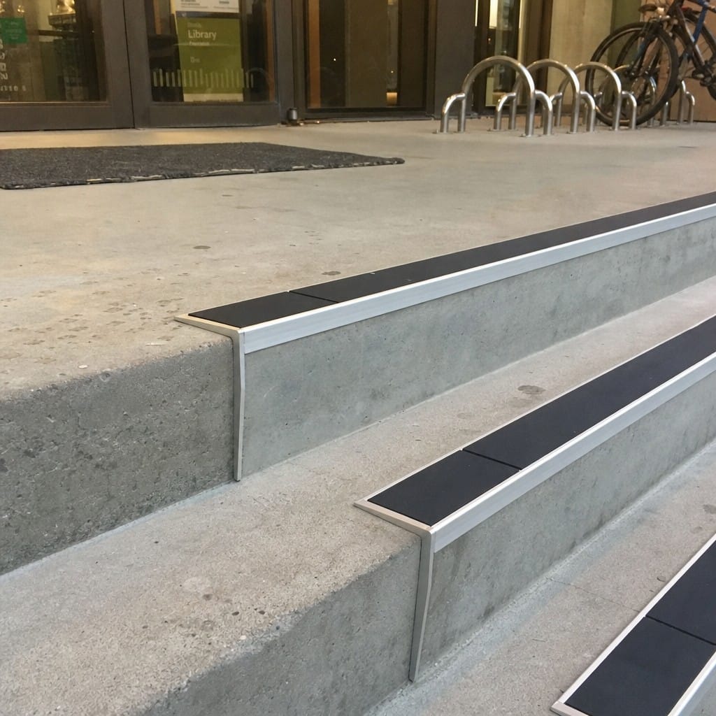 Customer photo review of Aluminium Stair Nosing 93x32mm Rakeback, Twin Anti-Slip Insert, 14 Colours