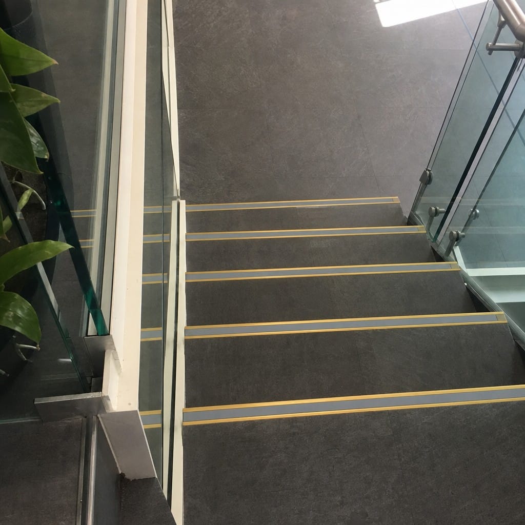 Customer photo review of Square Aluminium Stair Nosing 3.22m Double Insert 5mm Gauge