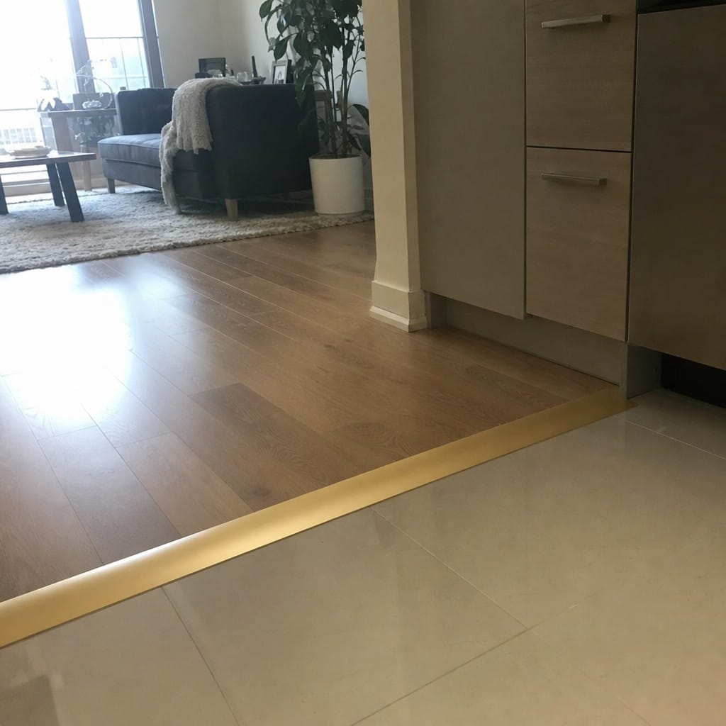 Customer photo review of Self Adhesive Anodised Aluminium Floor Trim 40mm for Flooring Transitions