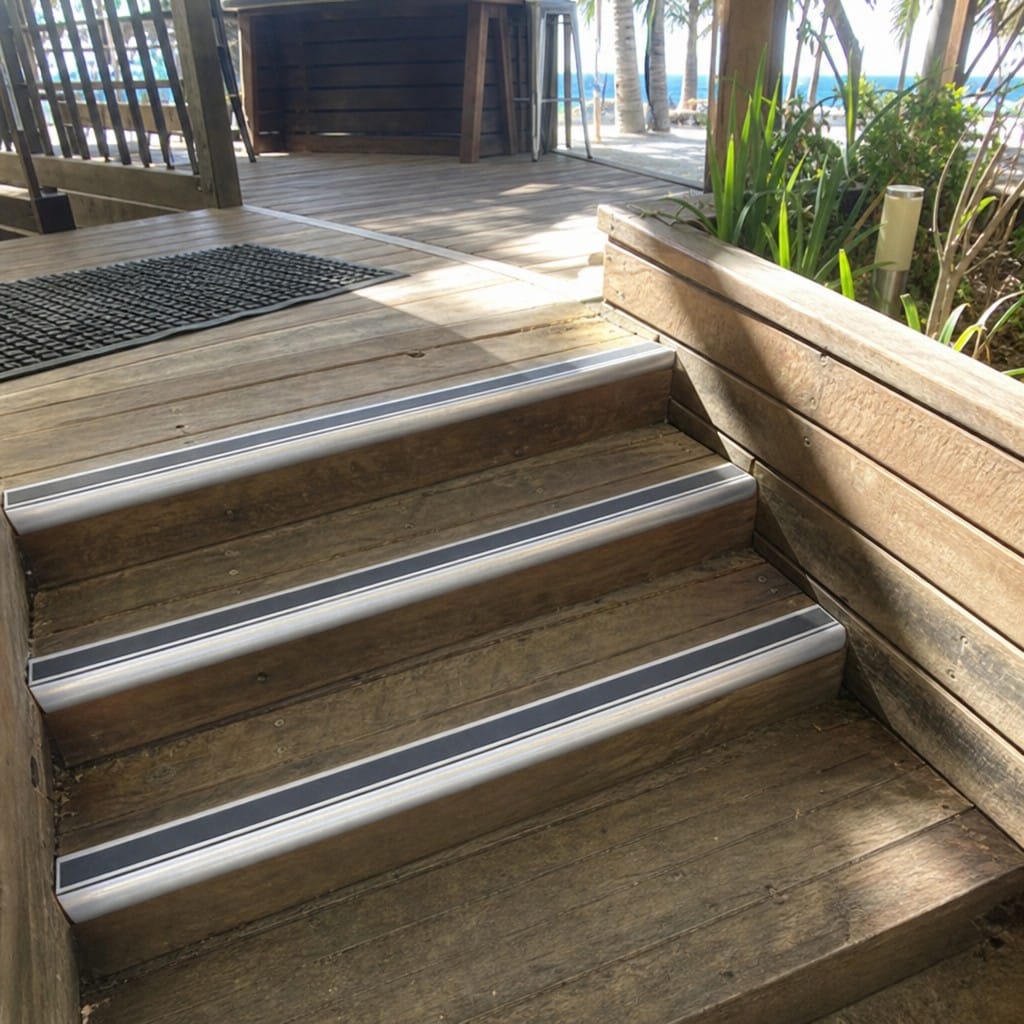 Customer photo review of Aluminium Stair Nosing 90mm Bullnose Twin Insert, 2.44m