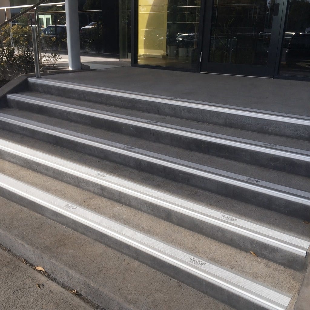 Customer photo review of Aluminium Stair Nosing 87x40mm External Bullnose, Tredsafe Insert