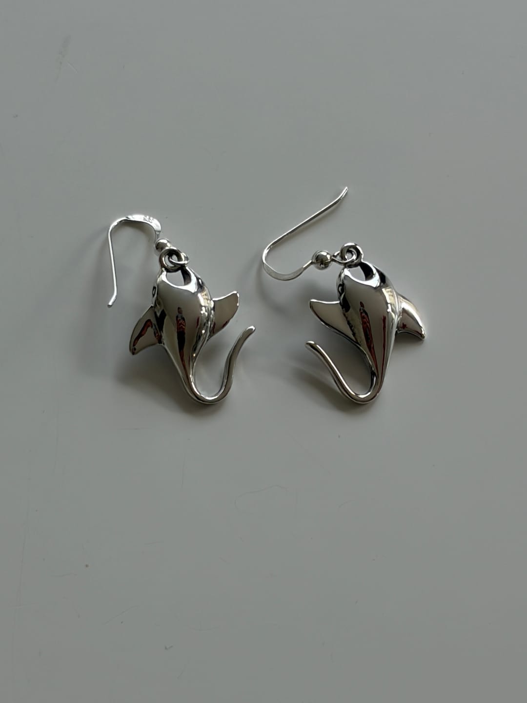Customer photo review of Manta Ray Silver Earrings - 925 Real (Small)