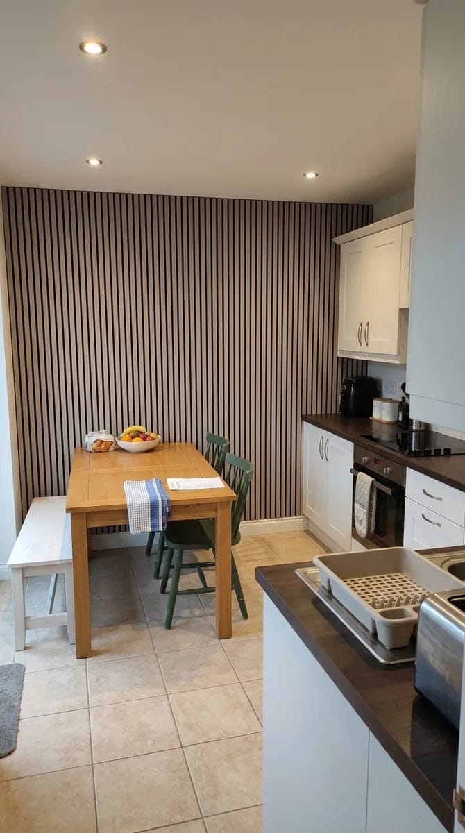 Customer photo review of Panneaux Acoustiques Gris Cuir – 240x60 – 11 mm – Lot de 4