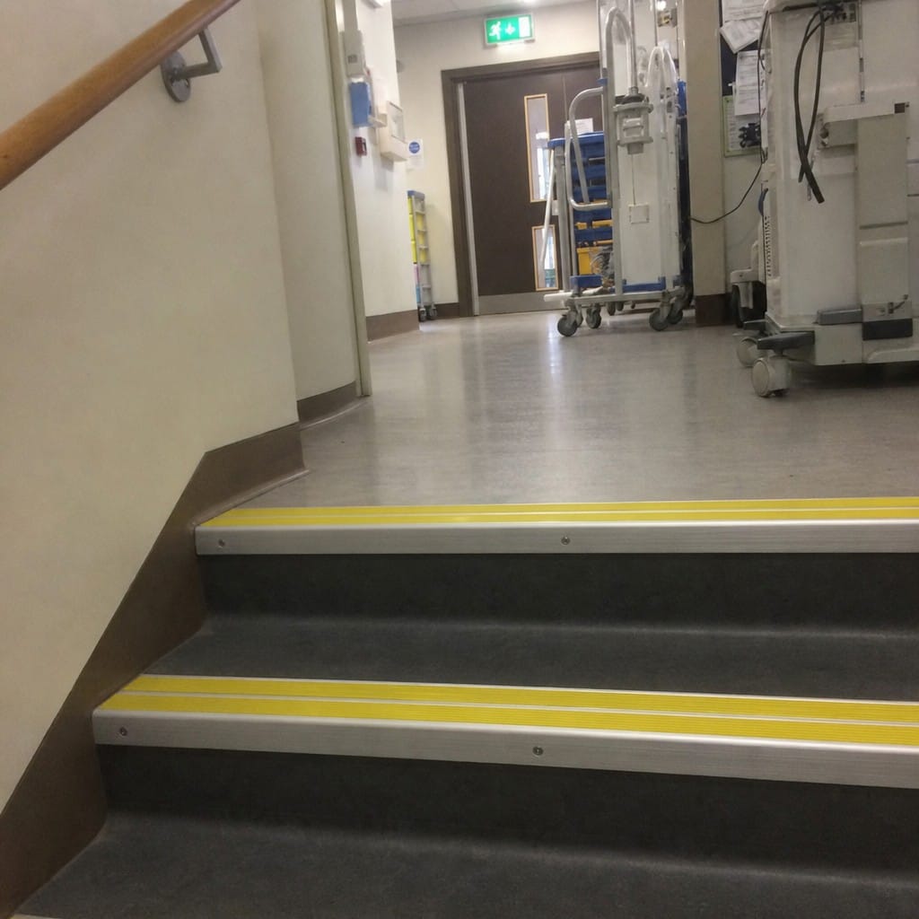Customer photo review of Raked Double Channel Stair Nosing 90x32mm Aluminium, 1m & 2m