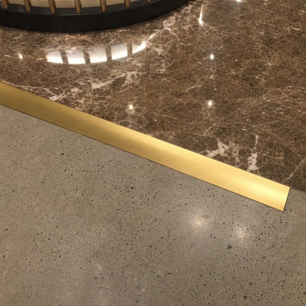 Customer photo review of Self Adhesive Anodised Aluminium Floor Trim 40mm for Flooring Transitions