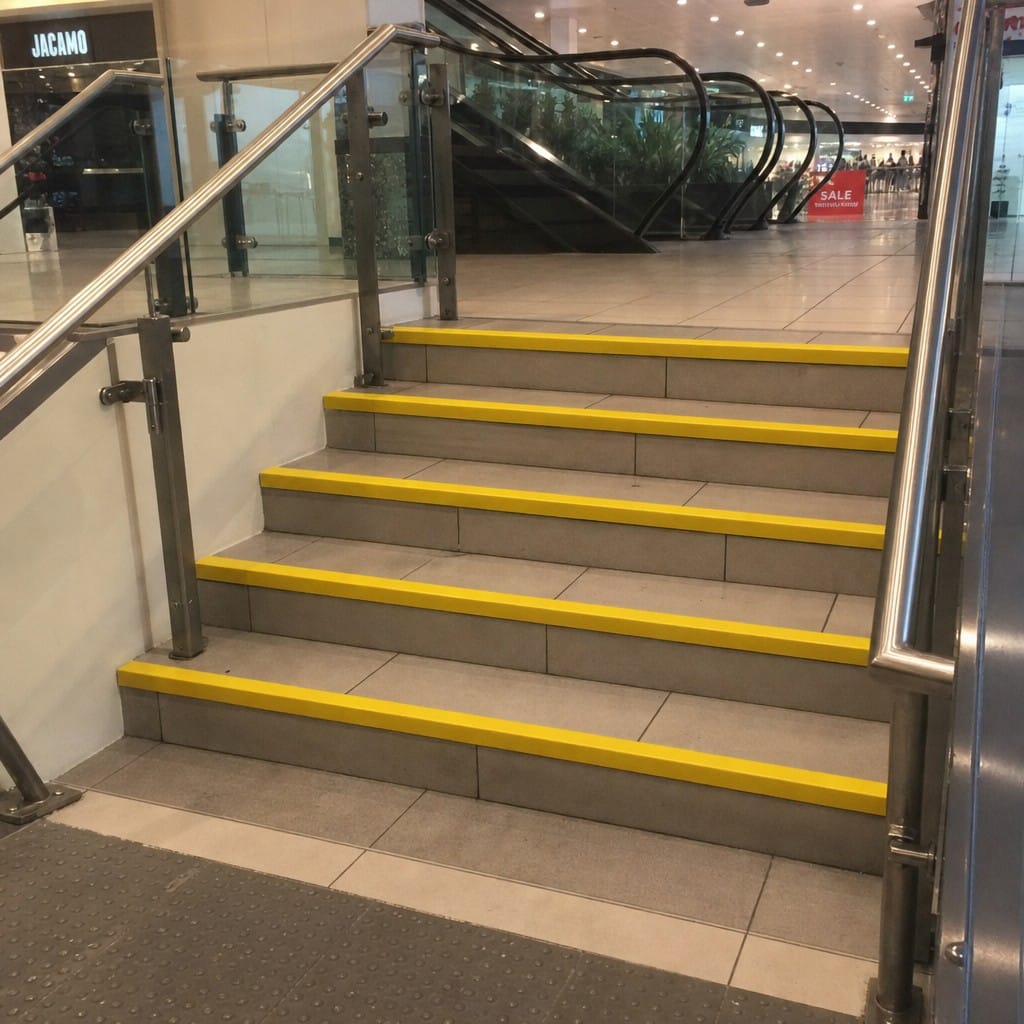Customer photo review of GRP Anti-Slip Stair Nosing 55×55mm | High-Visibility Yellow | BS7976.2 | DDA