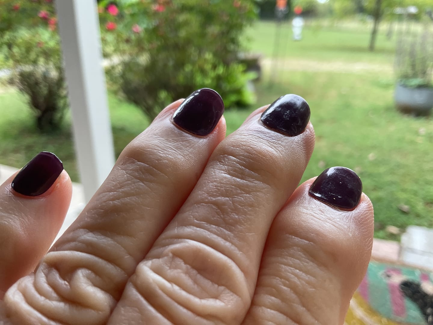 Customer photo review of Deep Purple Solid Glossy Gel Nail Stickers