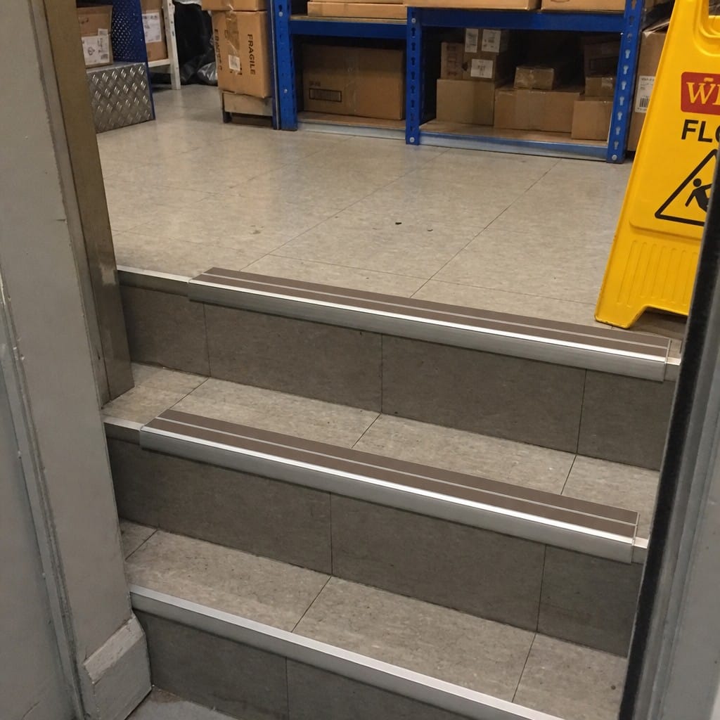 Customer photo review of Rake Back Stair Nosing 3.22m Double Channel Aluminium