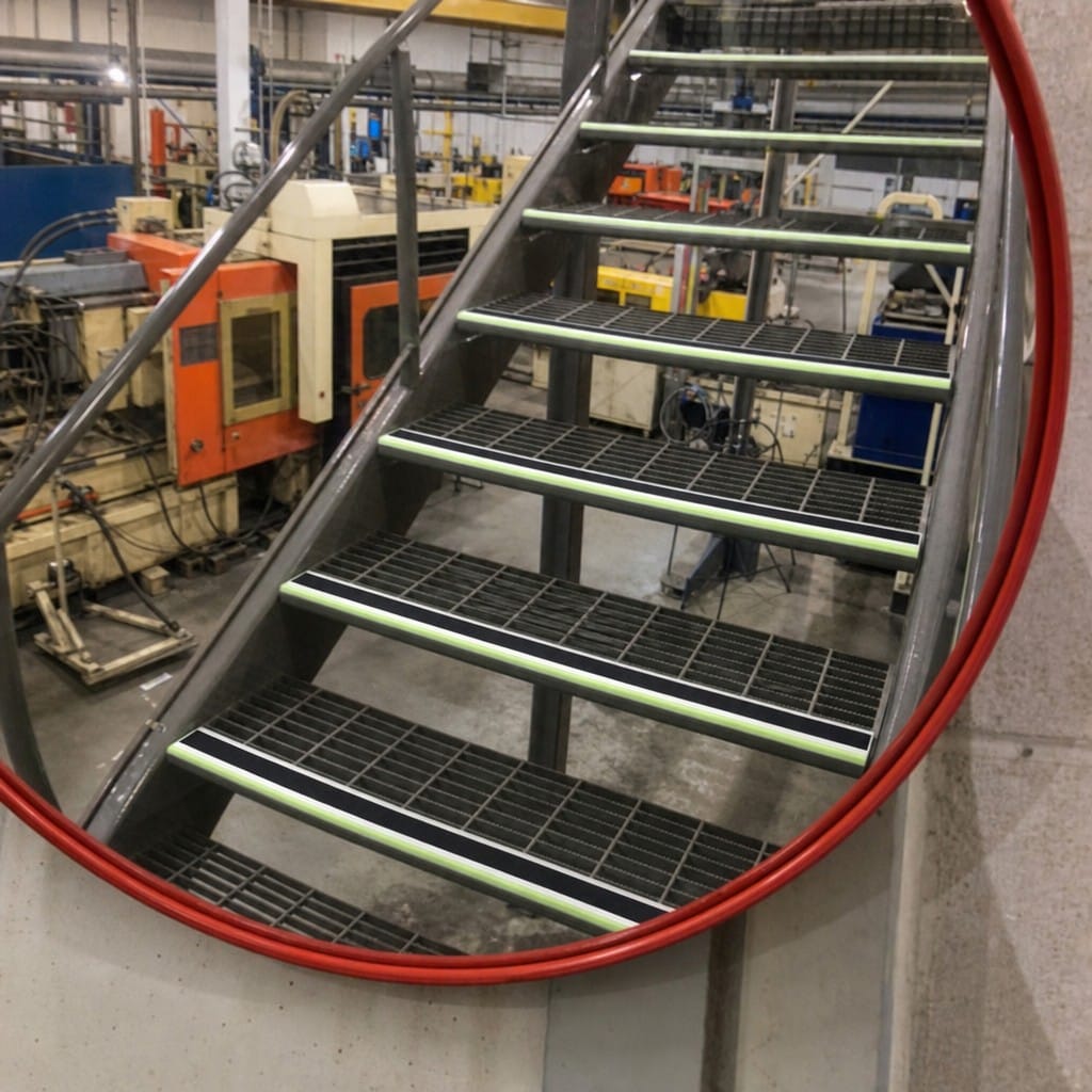 Customer photo review of Aluminium Stair Nosing 56x32mm Photoluminescent, Anti-Slip PVC Insert