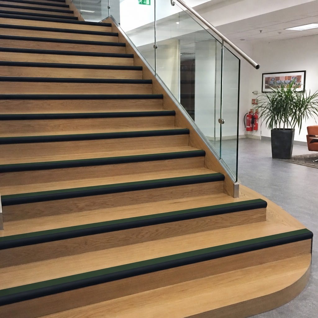 Customer photo review of Bullnose Stair Nosing 70mm Tread 2.44m Aluminium PVC Insert