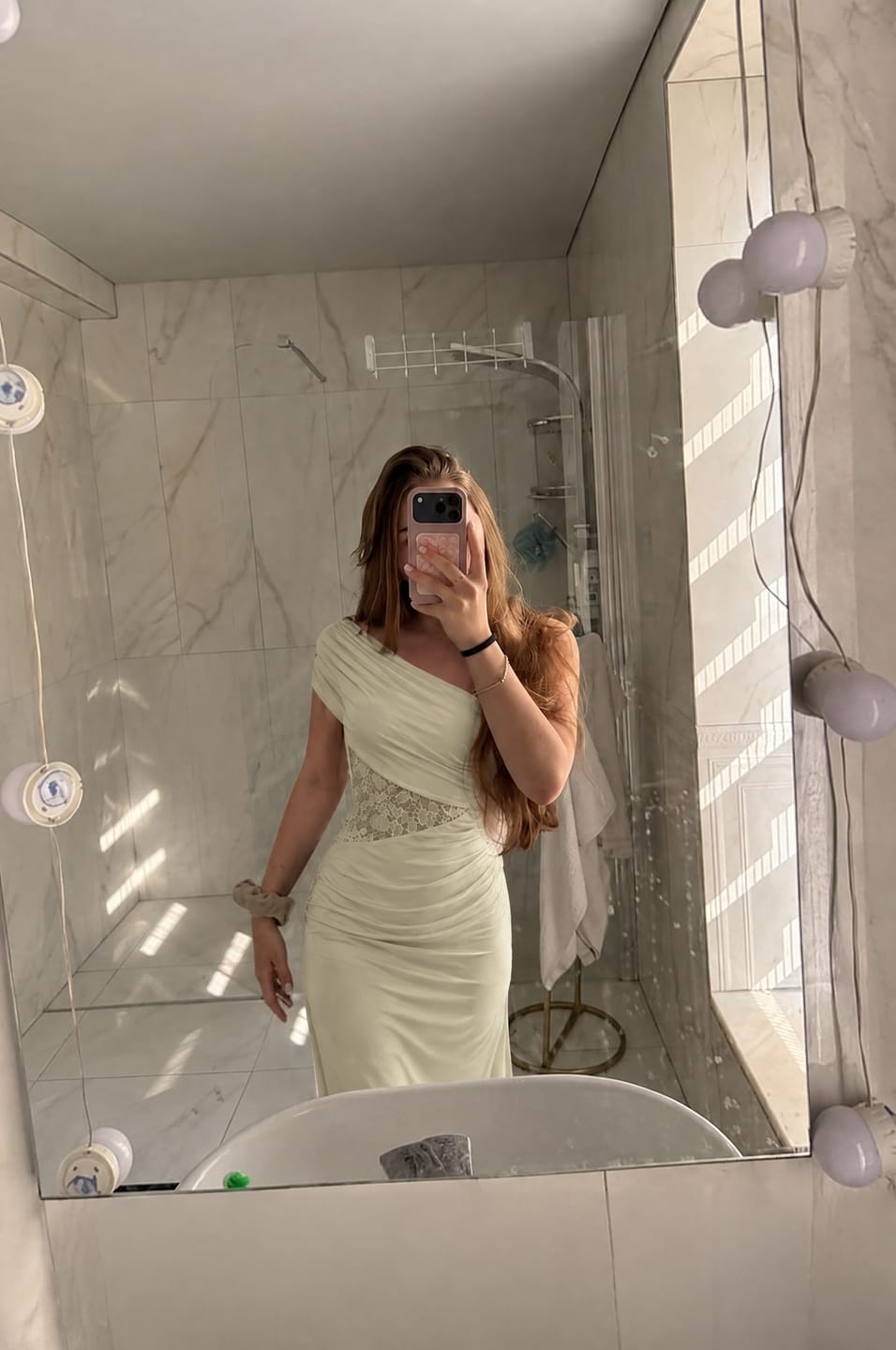 Customer photo review of Seraphine Lace-Waist Maxi Dress