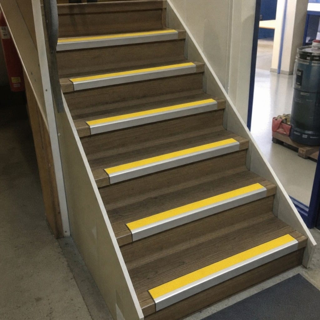 Customer photo review of Aluminium Stair Nosing 68x33mm Silicon Carbide Ramped Anti Slip