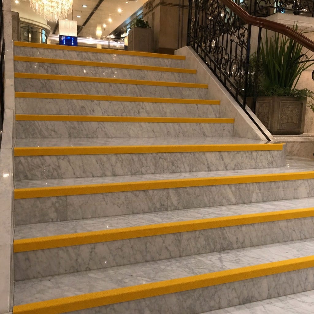 Customer photo review of GRP Anti-Slip Stair Nosing 55x55mm | R13 Rated | DDA Compliant | Black, Yellow & Black/Yellow